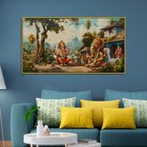 Lord Ganpati Wall Canvas – Vintage Ethnic Vibe Painting